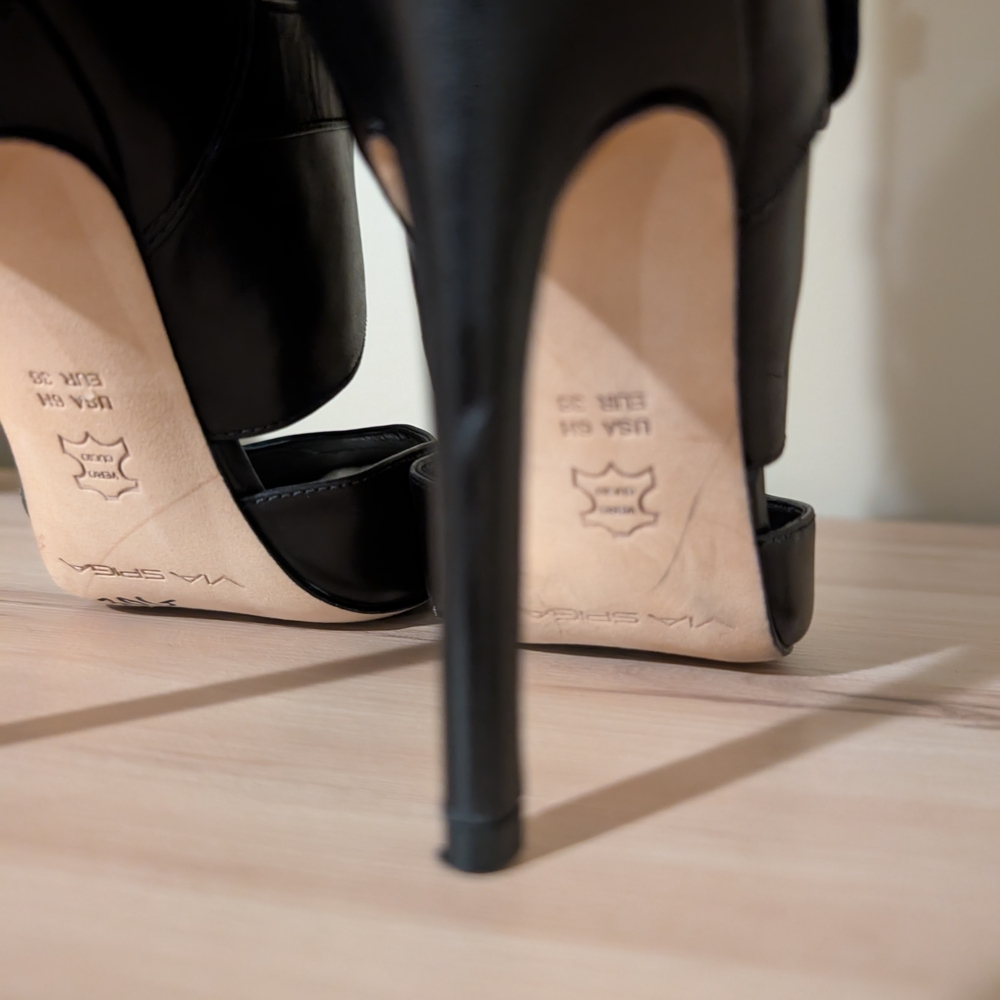 Via Spiga Black Strappy Heeled Boots - Picture 8 of 16